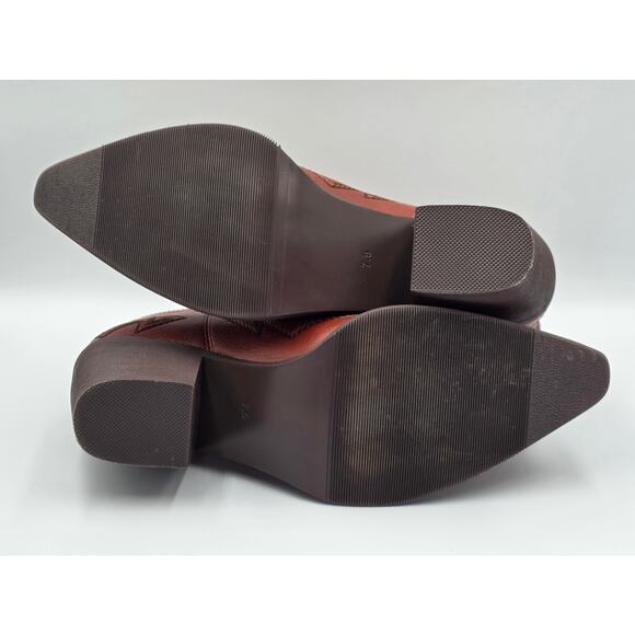 HOCHFART Womens Boots Size 7.5 Brown Western Embroidered Cowgirl Slip On - Picture 7 of 7